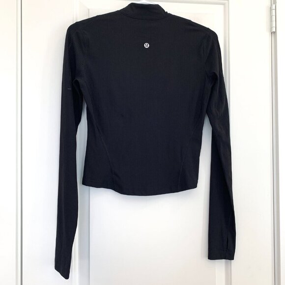 Lululemon Black Gloss Trim Run 1/2 Zip Long Sleeve Top Running 2021 Release - Picture 5 of 6